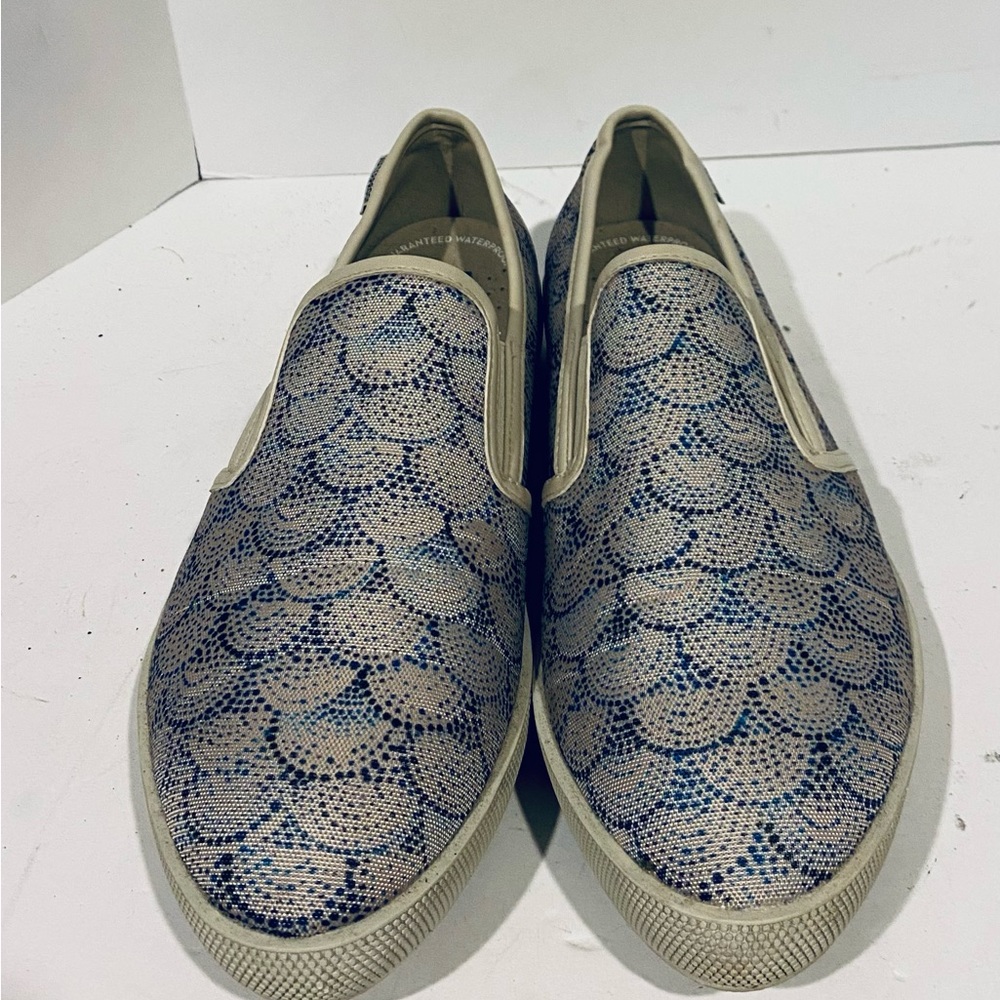 New Cougar Women's Waterproof LULA Shoes Beige Blue Dots Circles Sz 10